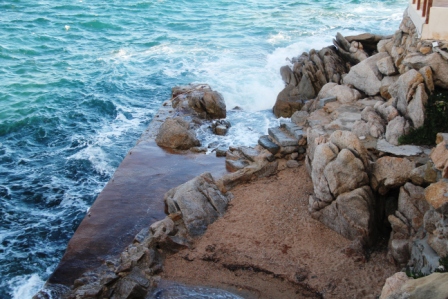 Mini beach on a windy day --too dangerous to swim