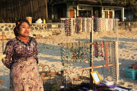 Souvenirs for sale on the beach-- but not in town.