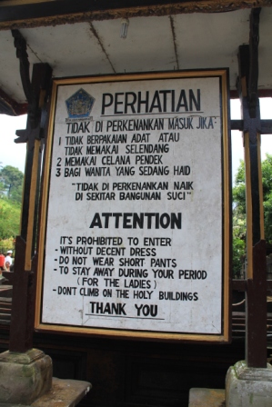 Sign at holy pools.