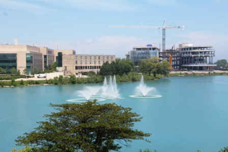 Northwestern campus with more construction underway.