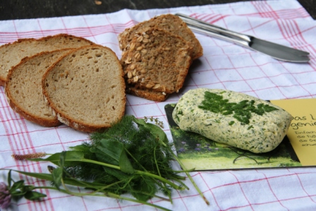 Butter mixed with wild herbs-- delicious on bread.