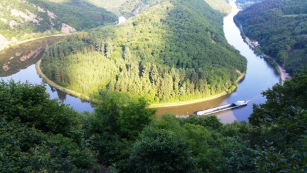Saarschleife, a bend in the Saar River near Mettlach. 