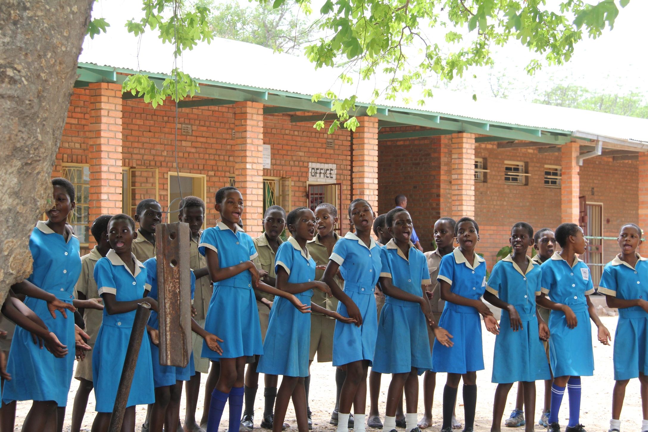 Children welcomed us with a song.