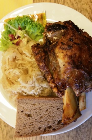 Schweinhaxe and sauerkraut.