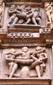 Erotic sculptures at Khajuraho.