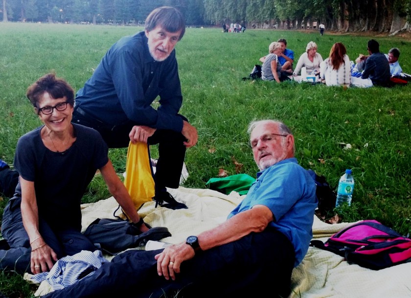 Karthy and Bob, with another Bob in the background.